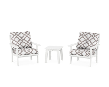 POLYWOOD® Mission 3-Piece Deep Seating Set in White / Trellis Grey Mist