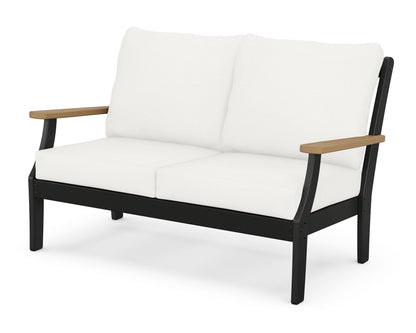 POLYWOOD® Braxton Deep Seating Loveseat in Black / Natural / Natural Linen
