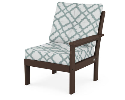 POLYWOOD® Vineyard Modular Right Arm Chair in Mahogany / Trellis Glacier Spa