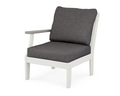 POLYWOOD® Braxton Modular Left Arm Chair in White / Driftwood / Ash Charcoal