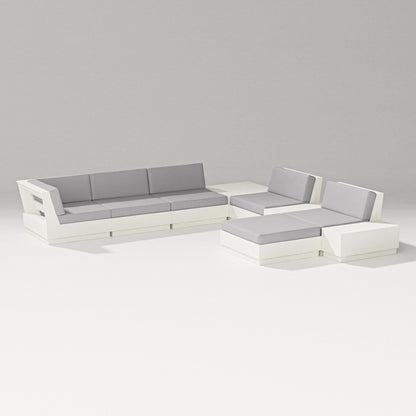 PW Designer Series Elevate 9-Piece Conversation Sectional in Vintage White / Granite