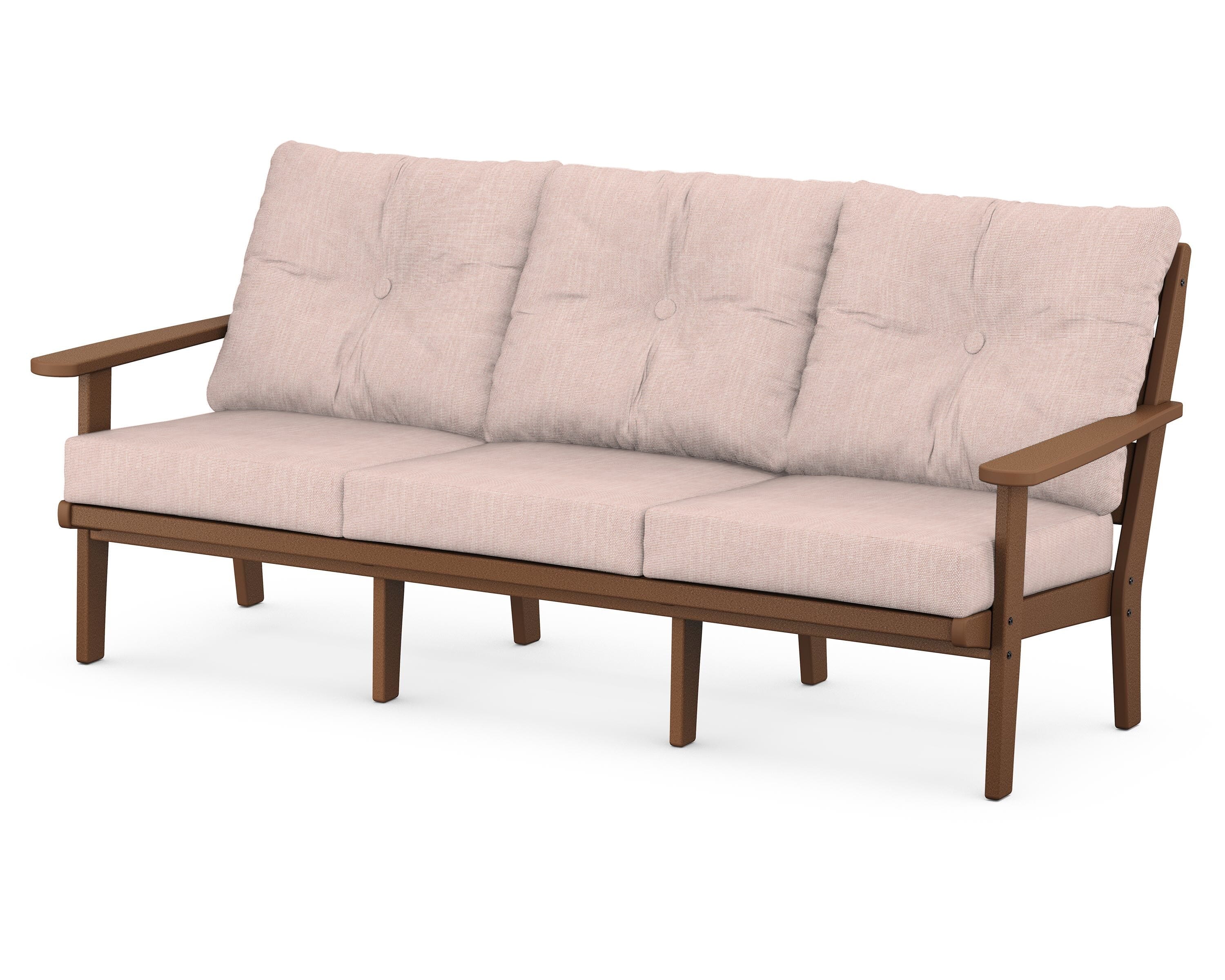 POLYWOOD® Lakeside Deep Seating Sofa in Teak / Play Cameo