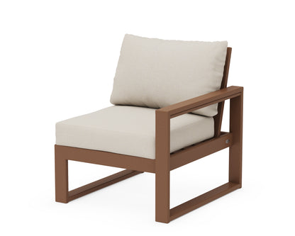 POLYWOOD® EDGE Modular Right Arm Chair in Teak / Dune Burlap