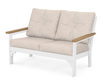 POLYWOOD® Vineyard Deep Seating Loveseat in White / Natural / Blend Linen