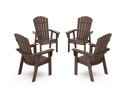 POLYWOOD® Nautical 4-Piece Curveback Upright Adirondack Conversation Set in Mahogany