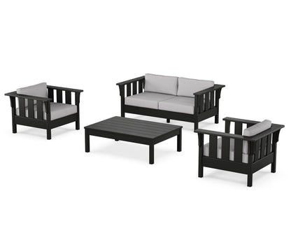 Martha Stewart by POLYWOOD® Acadia 4-Piece Deep Seating Set with Loveseat in Black / Granite