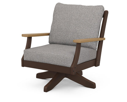 POLYWOOD® Braxton Deep Seating Swivel Chair in Mahogany / Natural / Grey Mist