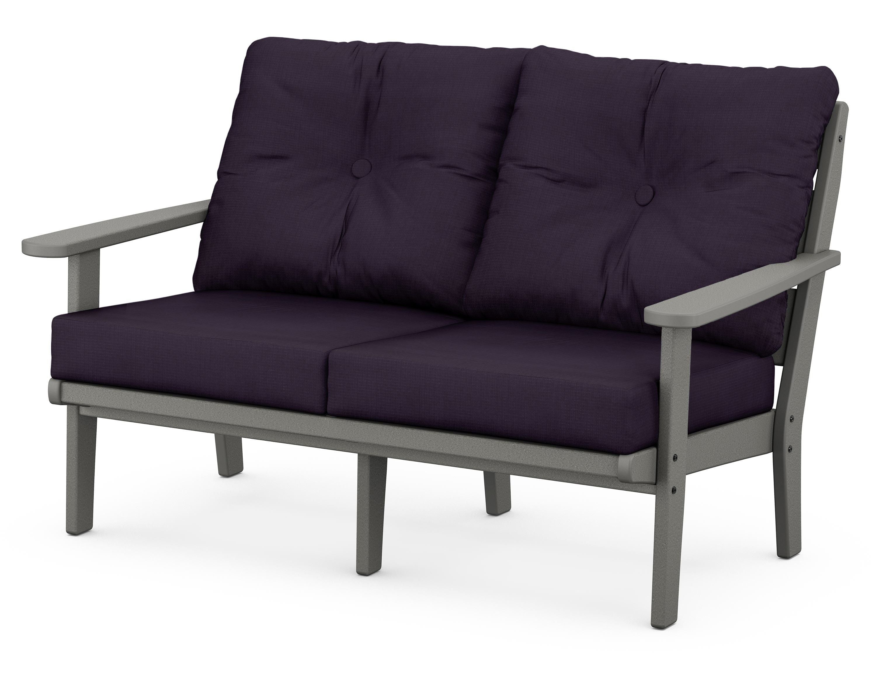 POLYWOOD® Lakeside Deep Seating Loveseat in Slate Grey / Navy Linen