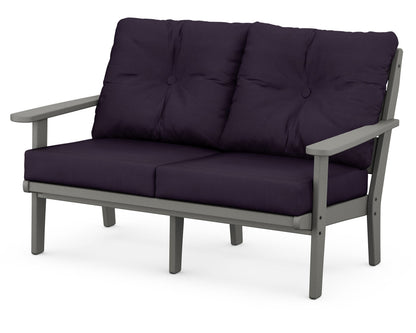 POLYWOOD® Lakeside Deep Seating Loveseat in Slate Grey / Navy Linen