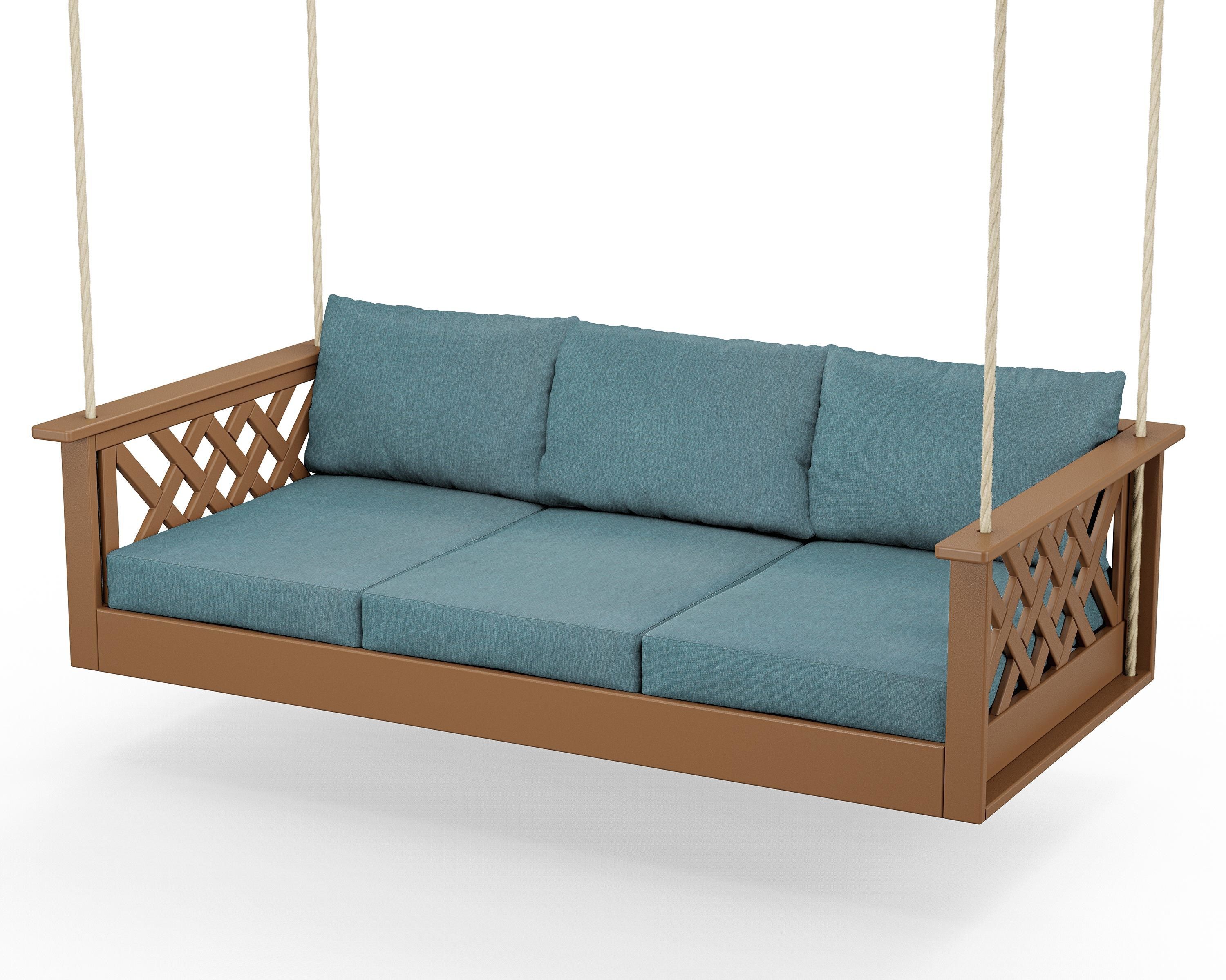 Country Living Wovendale Daybed Swing in Teak / Ocean Teal