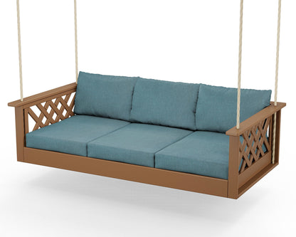Country Living Wovendale Daybed Swing in Teak / Ocean Teal