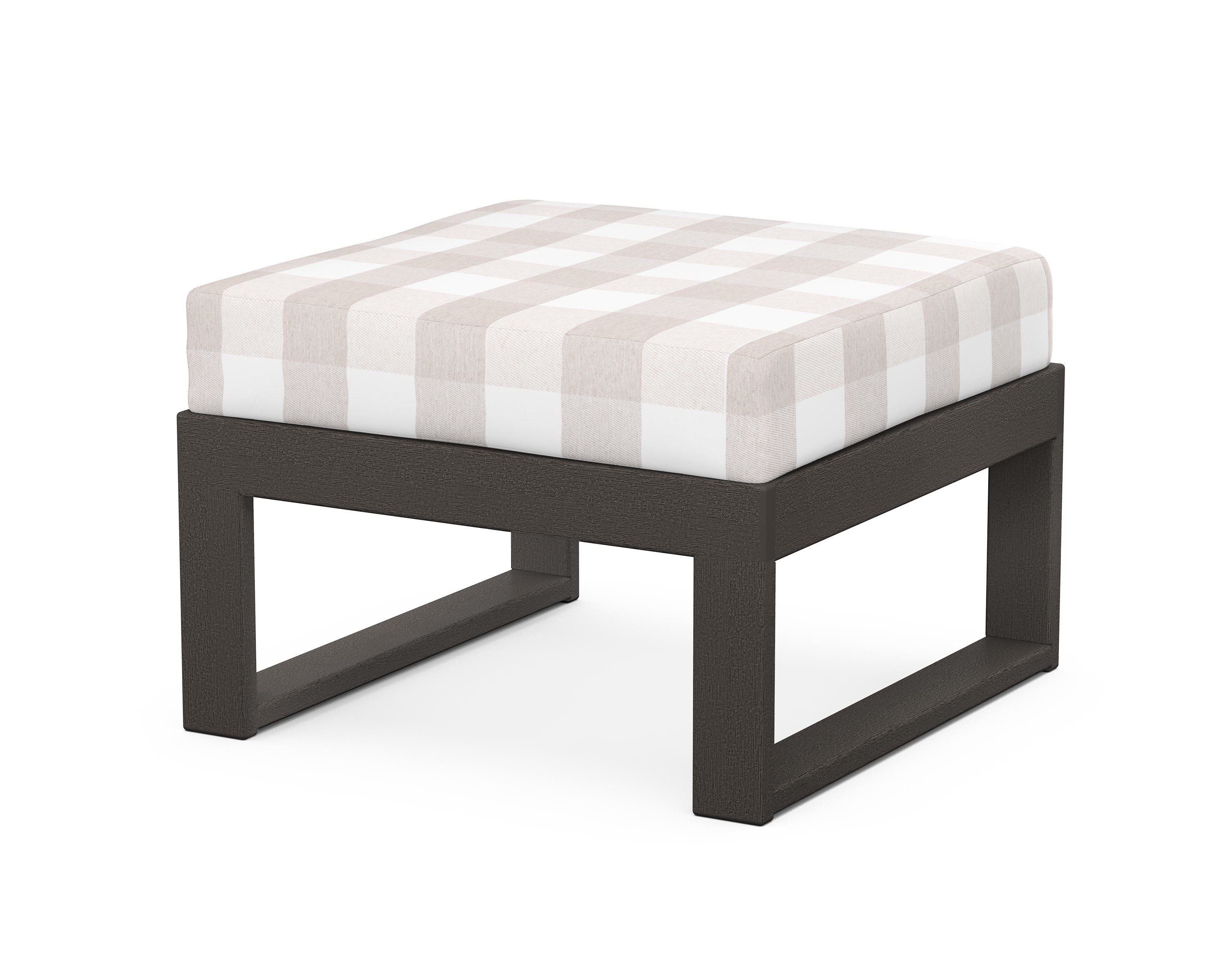 Unbranded Modular Ottoman - Modern in Vintage Coffee / Buffalo Plaid Dune Burlap