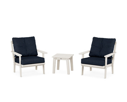 POLYWOOD® Mission 3-Piece Deep Seating Set in Sand / Marine Indigo