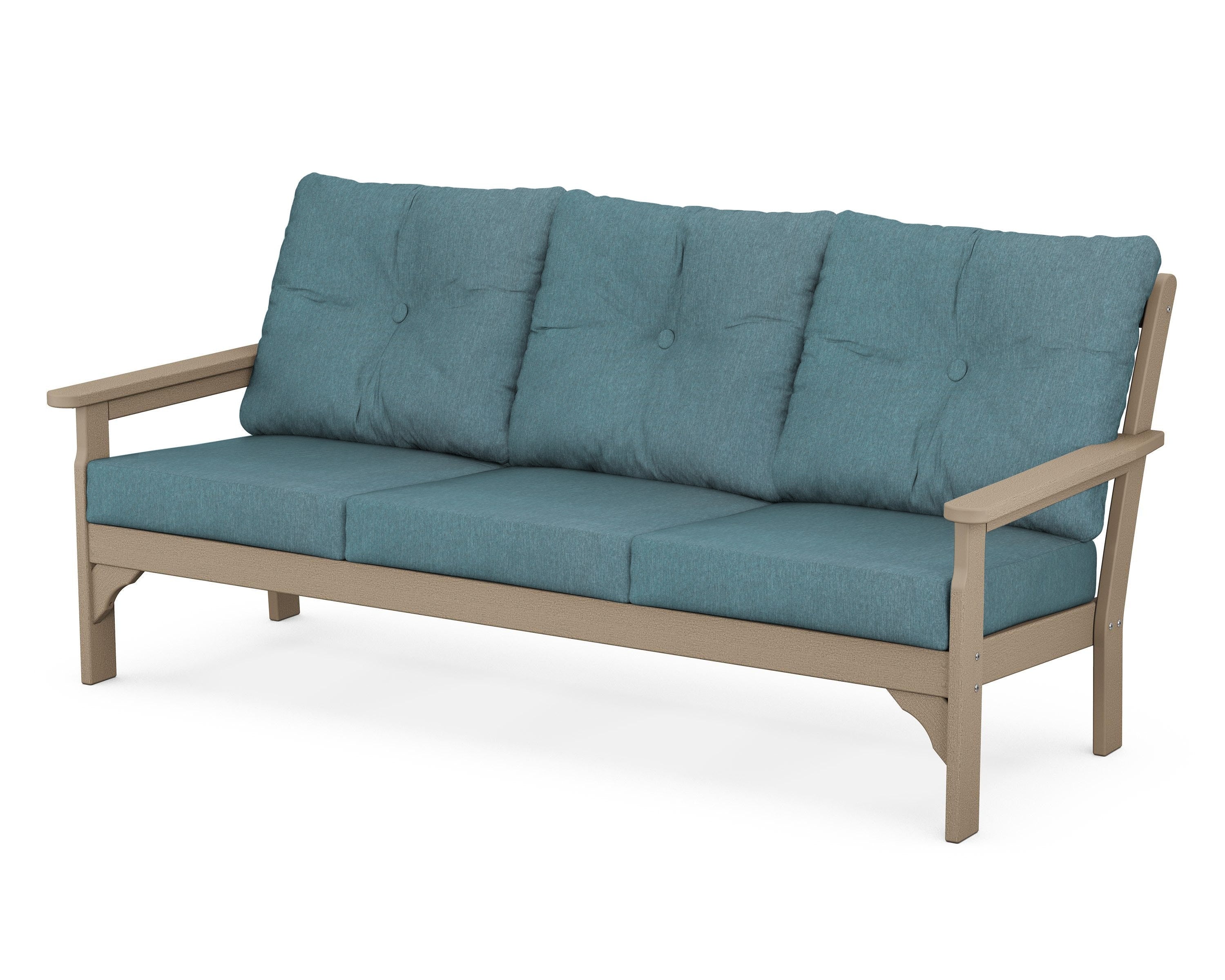 POLYWOOD® Vineyard Deep Seating Sofa in Vintage Sahara / Ocean Teal