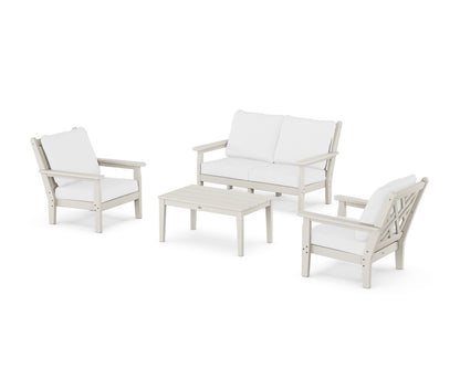 POLYWOOD® Chippendale 4-Piece Deep Seating Set with Loveseat in Sand / Natural