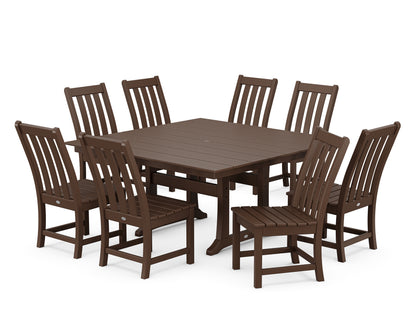 POLYWOOD® Vineyard 9-Piece Farmhouse Trestle Dining Set in Mahogany