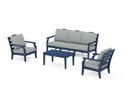 Draper James™ by  POLYWOOD® Savannah 4-Piece Deep Seating Set with Sofa in Navy / Spa