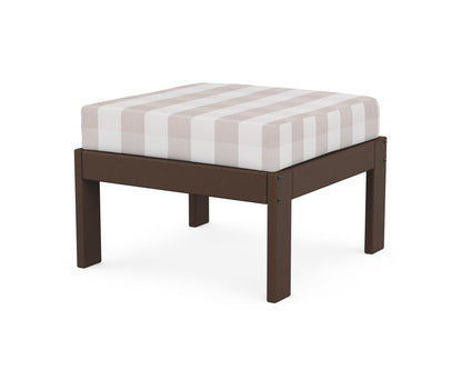 POLYWOOD® Vineyard Modular Ottoman in Mahogany / Buffalo Plaid Dune Burlap
