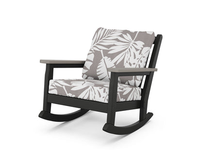POLYWOOD® Chippendale Deep Seating Rocking Chair in Black / Driftwood / Leaf Grey Mist