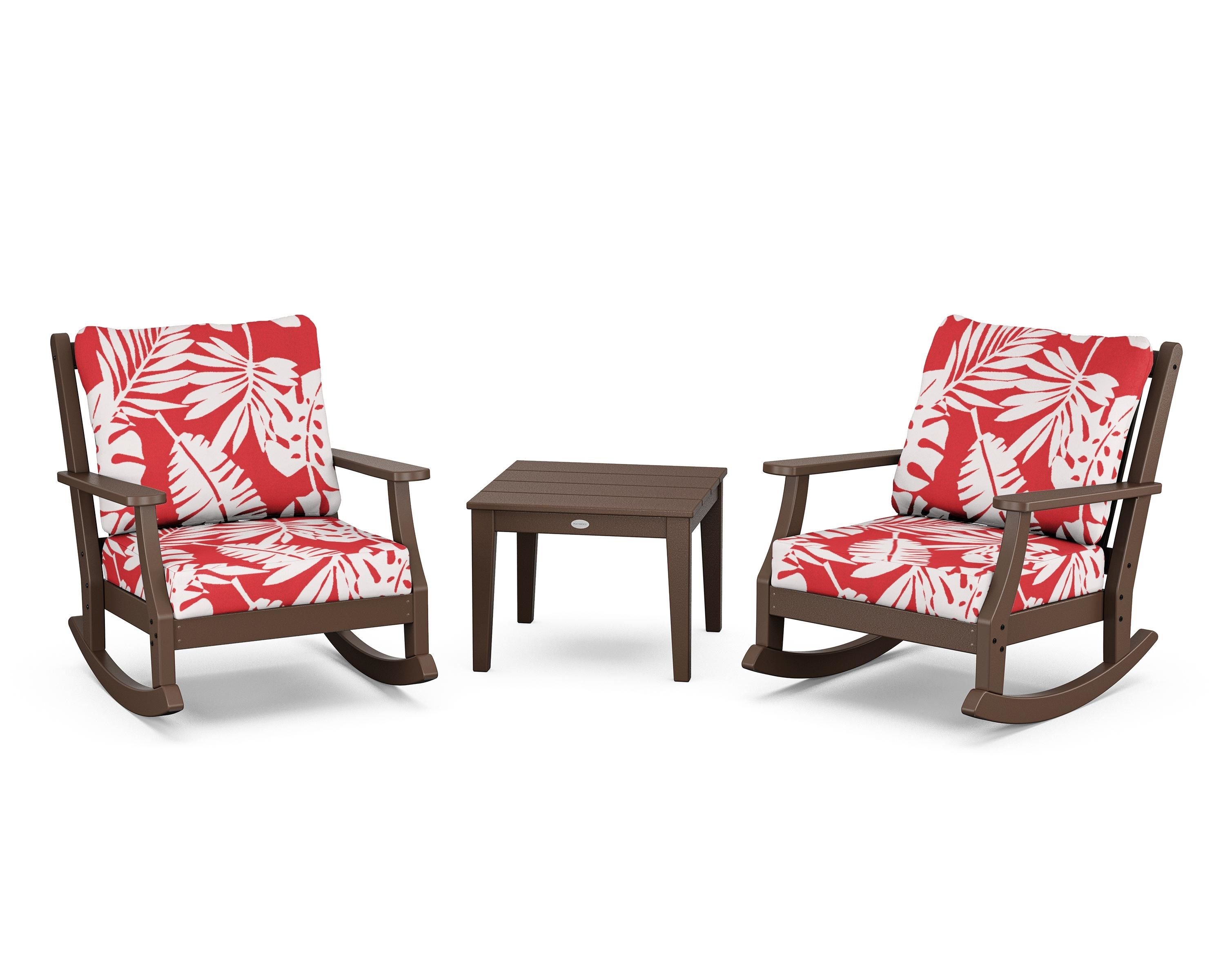 Country Living Wovendale 3-Piece Deep Seating Rocker Set in Mahogany / Leaf Crimson