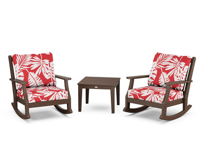 Country Living Wovendale 3-Piece Deep Seating Rocker Set in Mahogany / Leaf Crimson