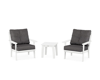 POLYWOOD® Prairie 3-Piece Deep Seating Set in White / Ash Charcoal