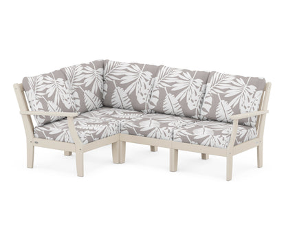 POLYWOOD® Braxton Modular 4-Piece Deep Seating Set in Sand / Leaf Grey Mist