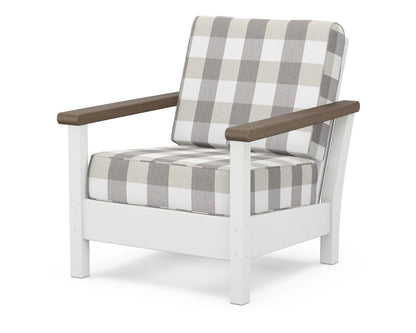 POLYWOOD® Harbour Deep Seating Chair in White / Kona / Buffalo Plaid Grey Mist