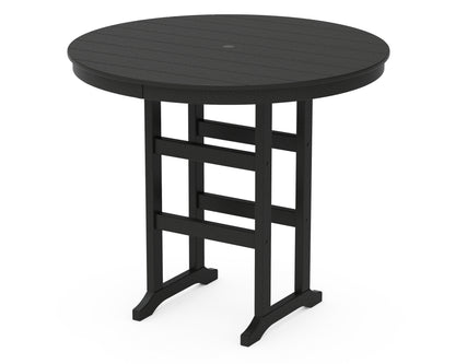 POLYWOOD® 48" Round Farmhouse Bar Table in Black