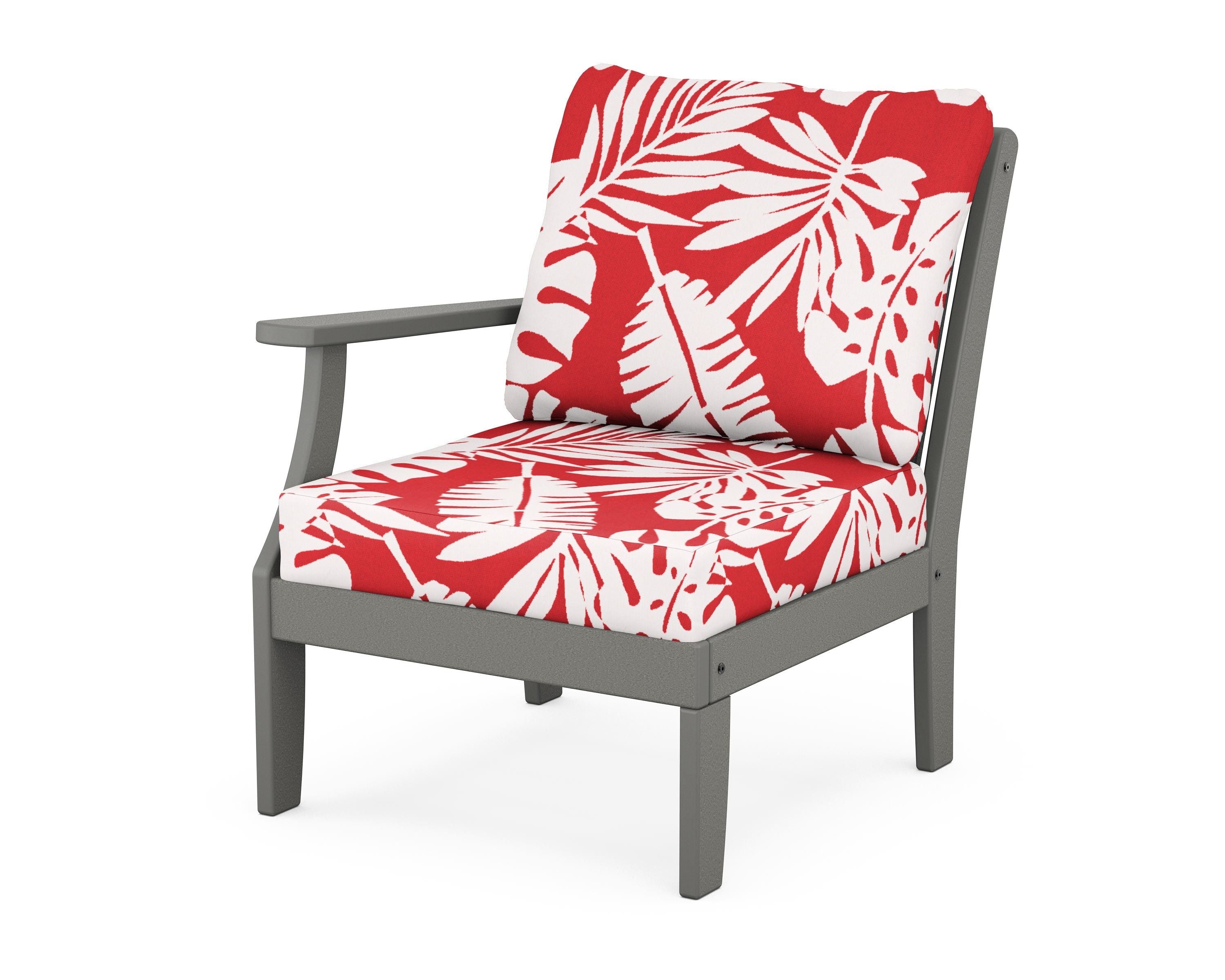 POLYWOOD® Braxton Modular Left Arm Chair in Slate Grey / Leaf Crimson