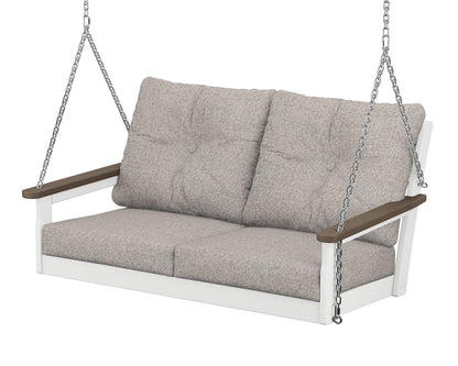POLYWOOD® Vineyard Deep Seating Swing in White / Kona / Weathered Tweed