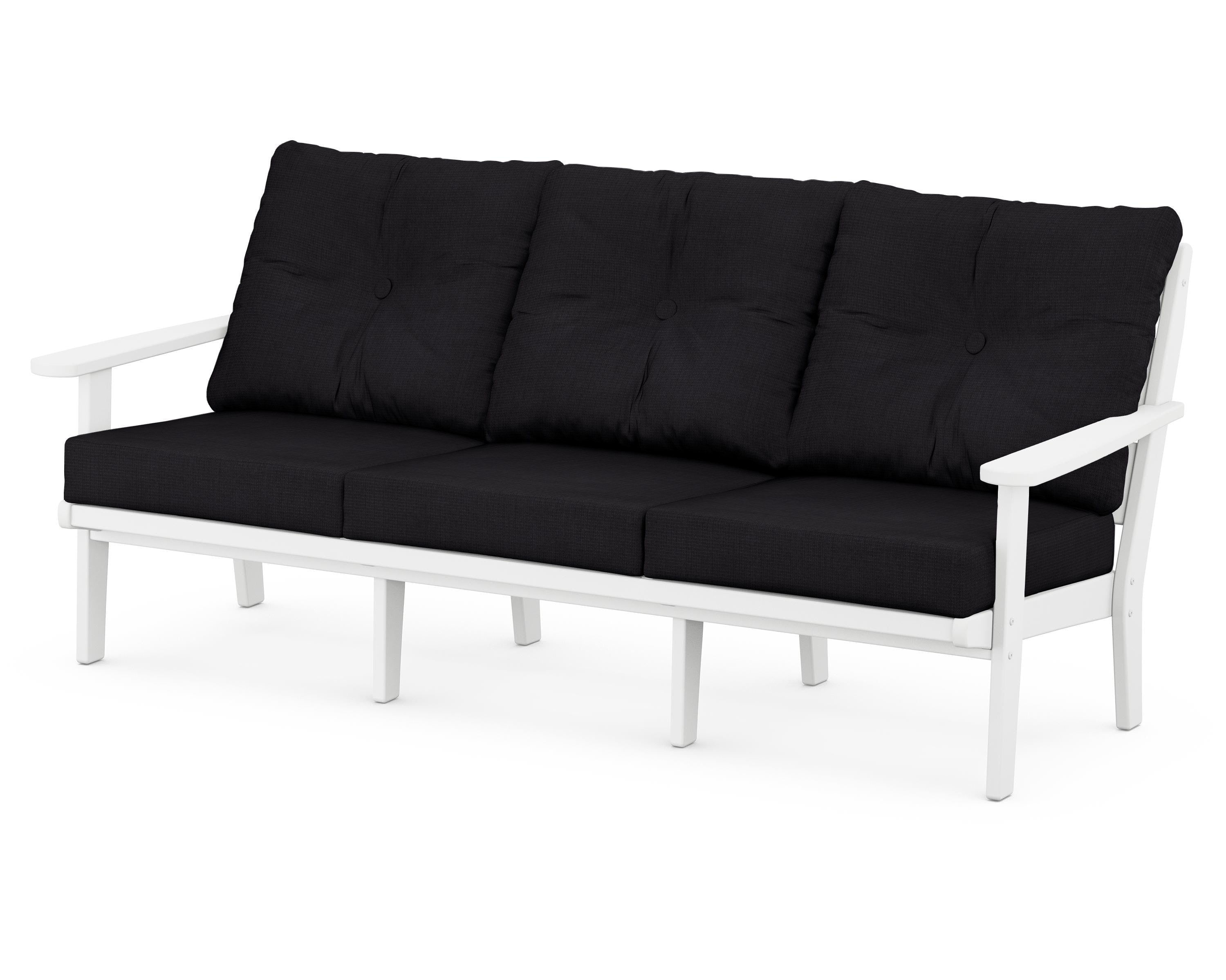 POLYWOOD® Lakeside Deep Seating Sofa in White / Midnight Linen