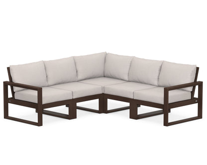 POLYWOOD® EDGE 5-Piece Modular Deep Seating Set in Mahogany / Dune Burlap