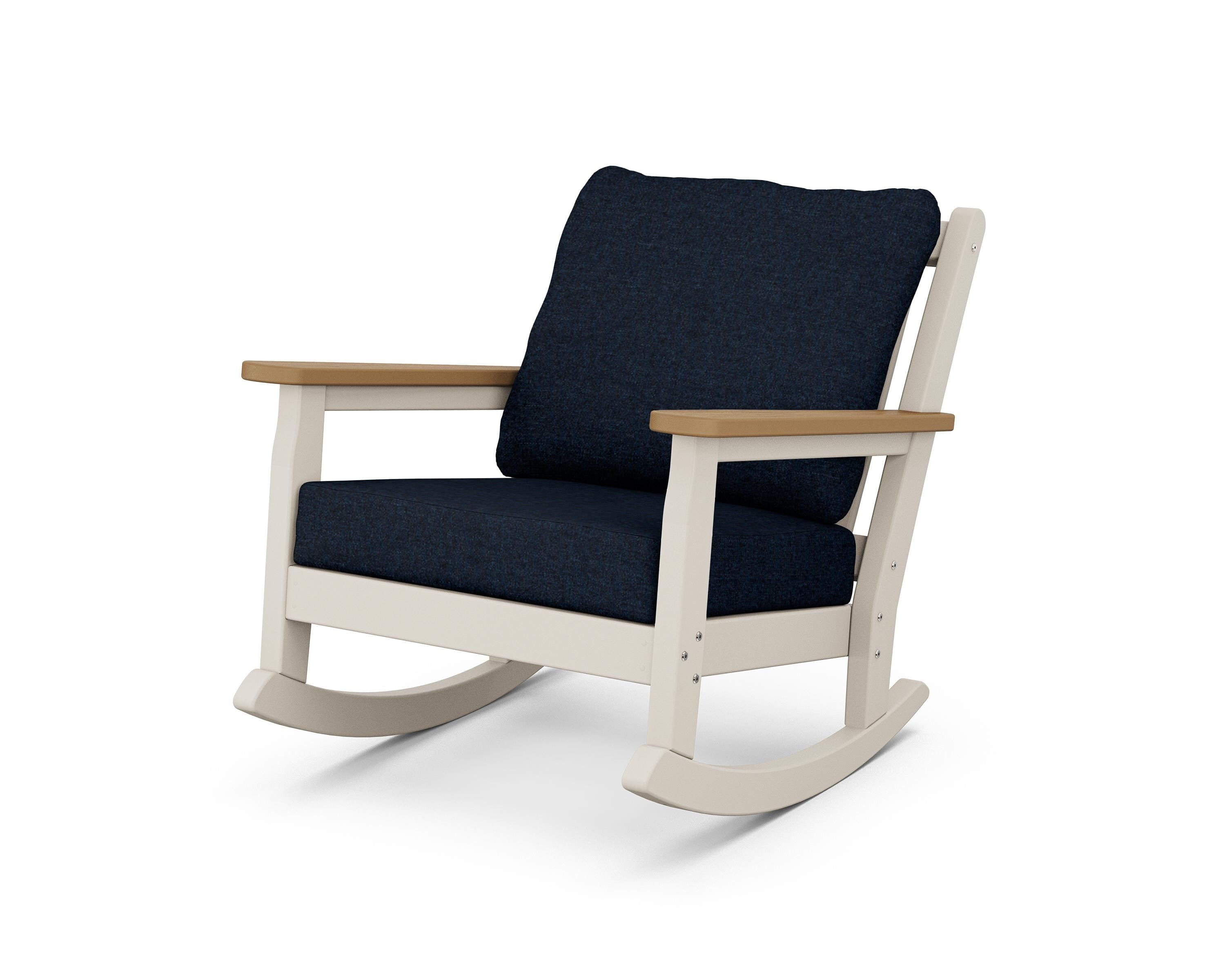POLYWOOD® Chippendale Deep Seating Rocking Chair in Sand / Natural / Marine Indigo