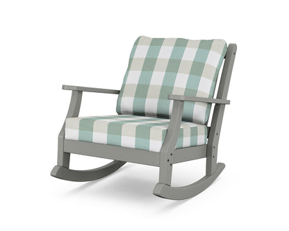 Country Living Wovendale Deep Seating Rocking Chair in Slate Grey / Buffalo Plaid Glacier Spa