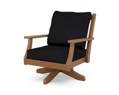 Country Living Wovendale Deep Seating Swivel Chair in Teak / Midnight Linen