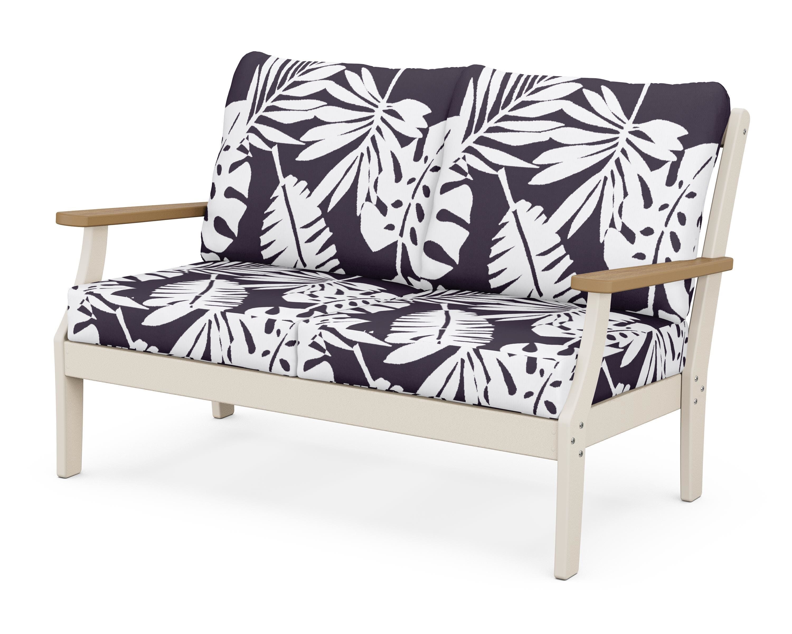 POLYWOOD® Braxton Deep Seating Loveseat in Sand / Natural / Leaf Navy