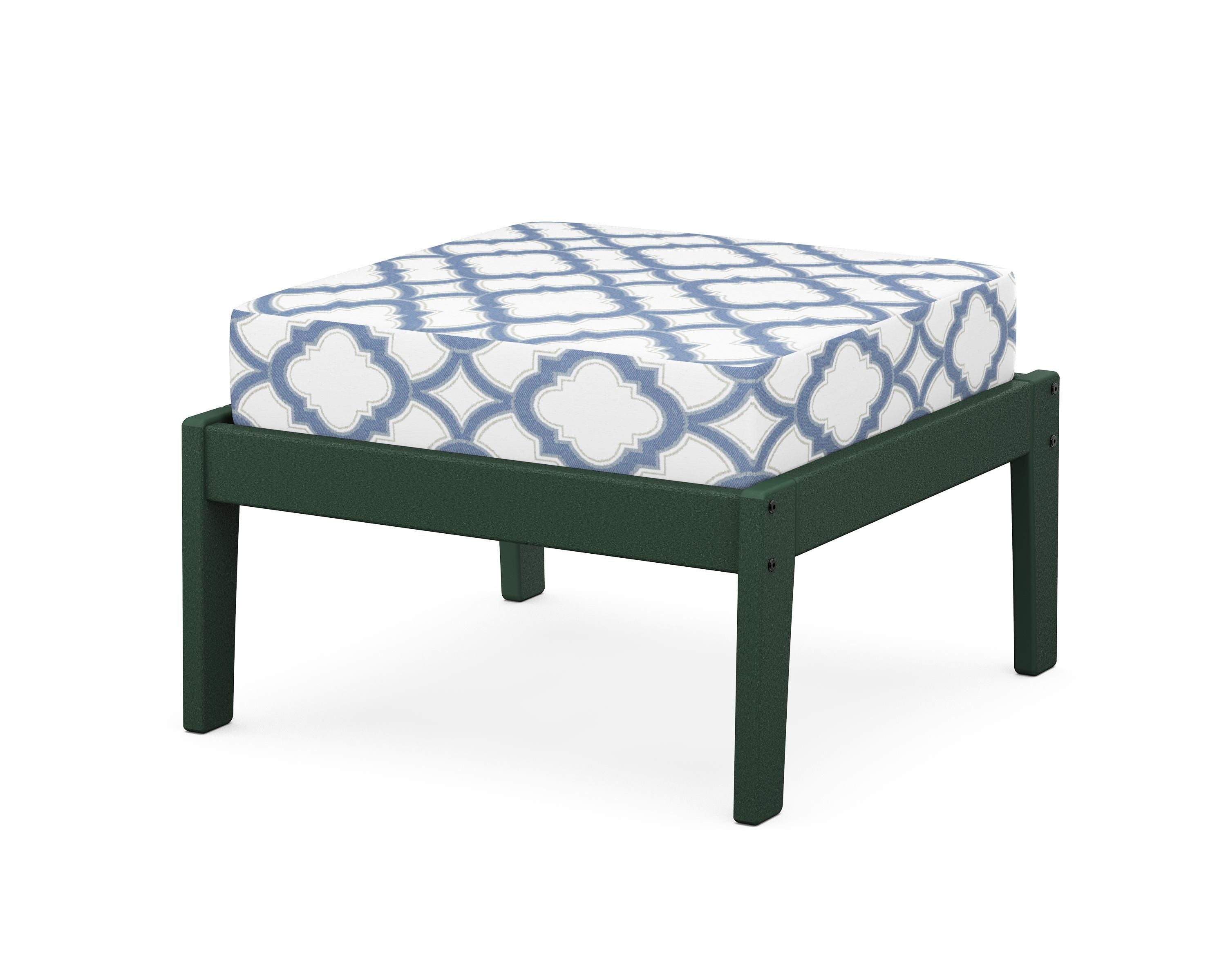 Unbranded Deep Seating Ottoman in Green / Trellis Sky Blue