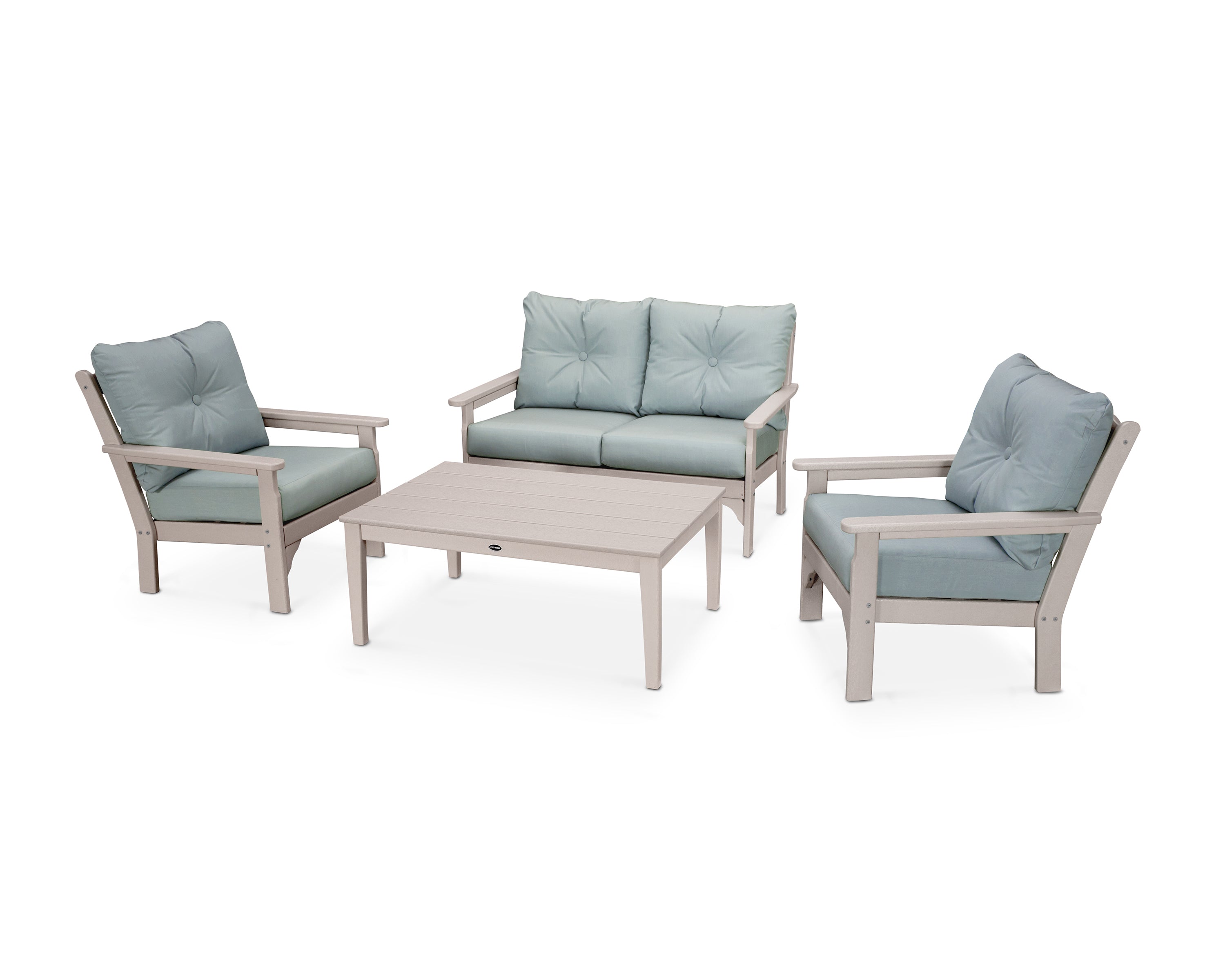 POLYWOOD® Vineyard 4-Piece Deep Seating Set in Sand / Spa
