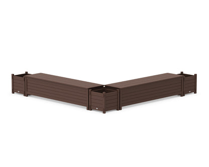 POLYWOOD® 72" Nautical L- Shaped Planter Storage Bench Corner Set in Mahogany