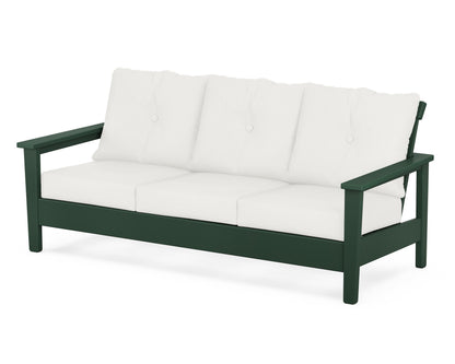 POLYWOOD® Prescott Deep Seating Sofa in Green / Natural Linen