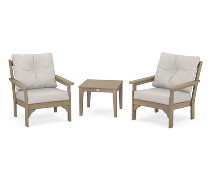 POLYWOOD® Vineyard 3-Piece Deep Seating Set in Vintage Sahara / Cast Ash