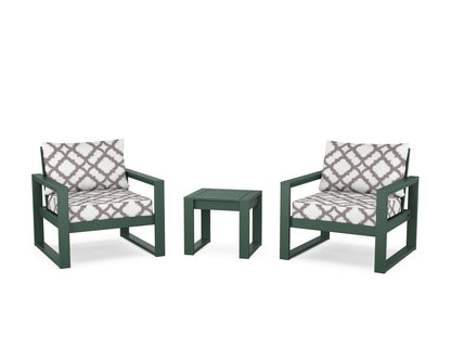POLYWOOD® EDGE Sectional 3-Piece Deep Seating Set in Green / Trellis Grey Mist