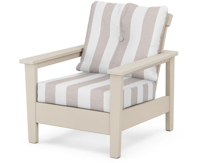 POLYWOOD® Prescott Deep Seating Chair in Sand / Cabana Stripe Dune Burlap