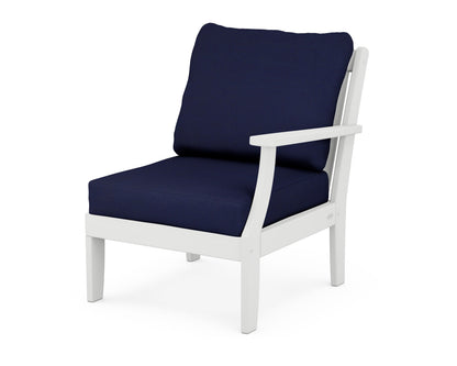 POLYWOOD® Braxton Modular Right Arm Chair in White / Navy