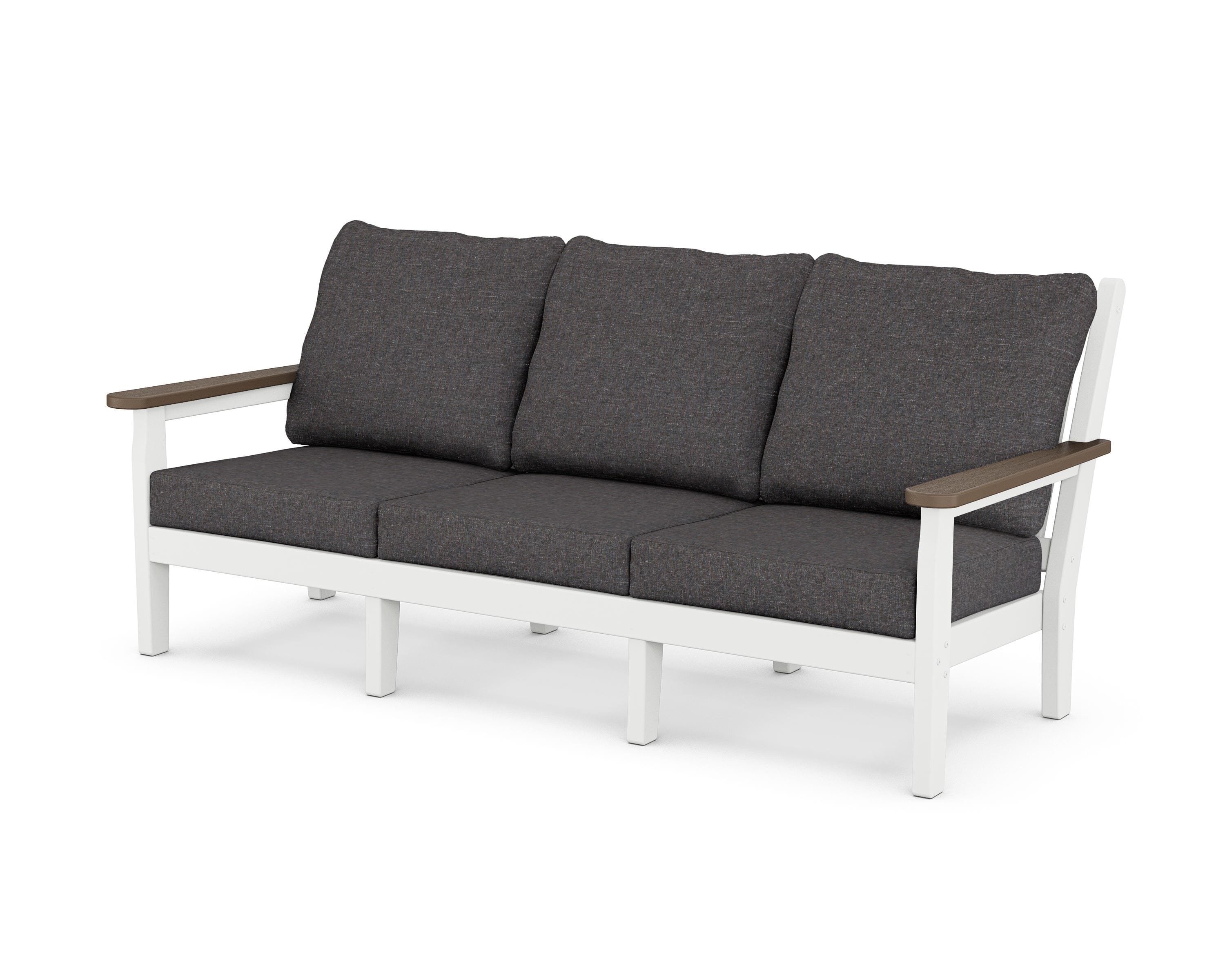 POLYWOOD® Chippendale Deep Seating Sofa in White / Kona / Ash Charcoal