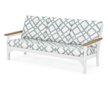 POLYWOOD® Vineyard Deep Seating Sofa in White / Natural / Trellis Glacier Spa