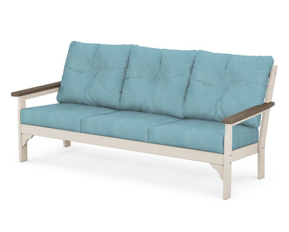 POLYWOOD® Vineyard Deep Seating Sofa in Sand / Kona / Lattice Sky Blue