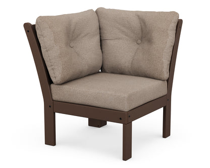 POLYWOOD® Vineyard Modular Corner Chair in Mahogany / Spiced Burlap