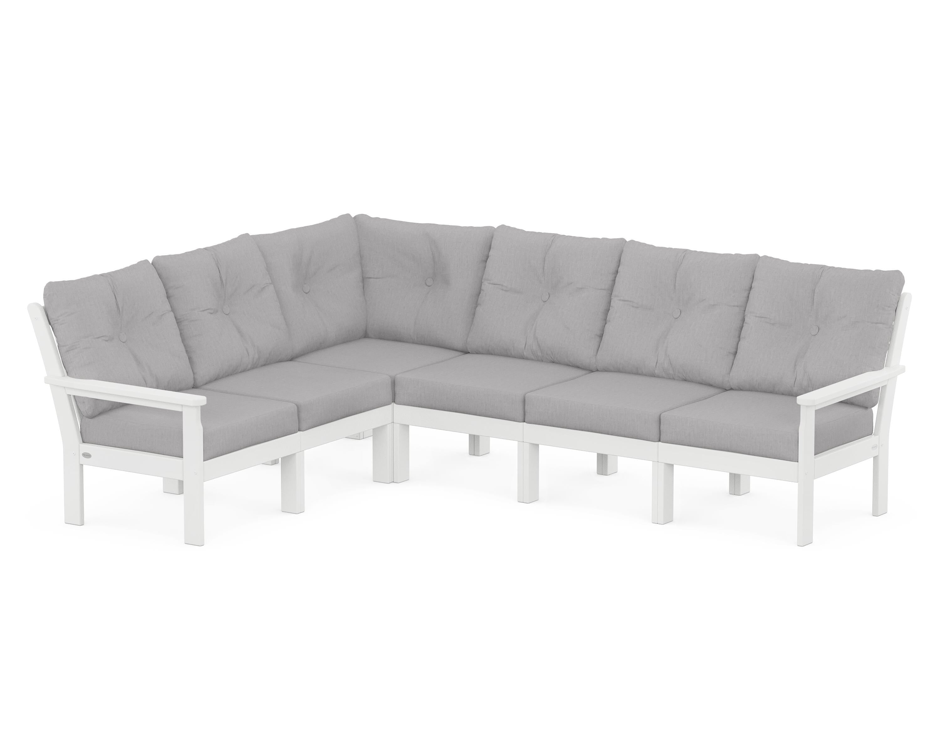 POLYWOOD® Vineyard 6-Piece Sectional in White / Granite